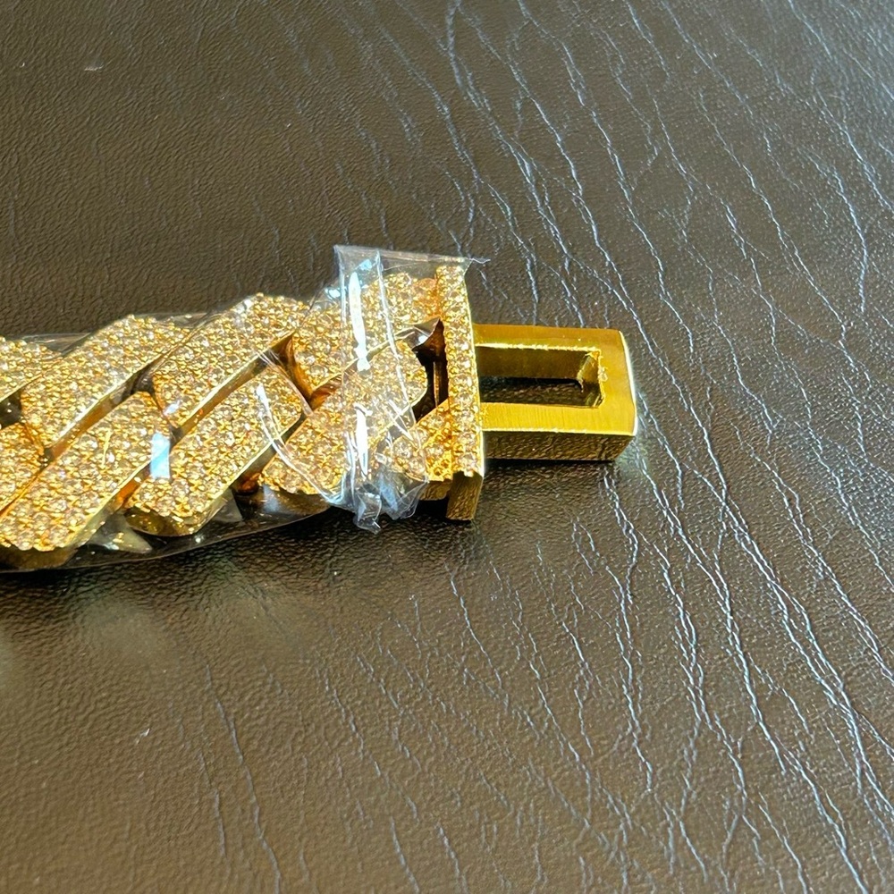 Brand New 20mm 3 Row Cuban Bracelet Gold 7–7.25 Inch Moissanite VVS1 Passes Test - Picture 5 of 9